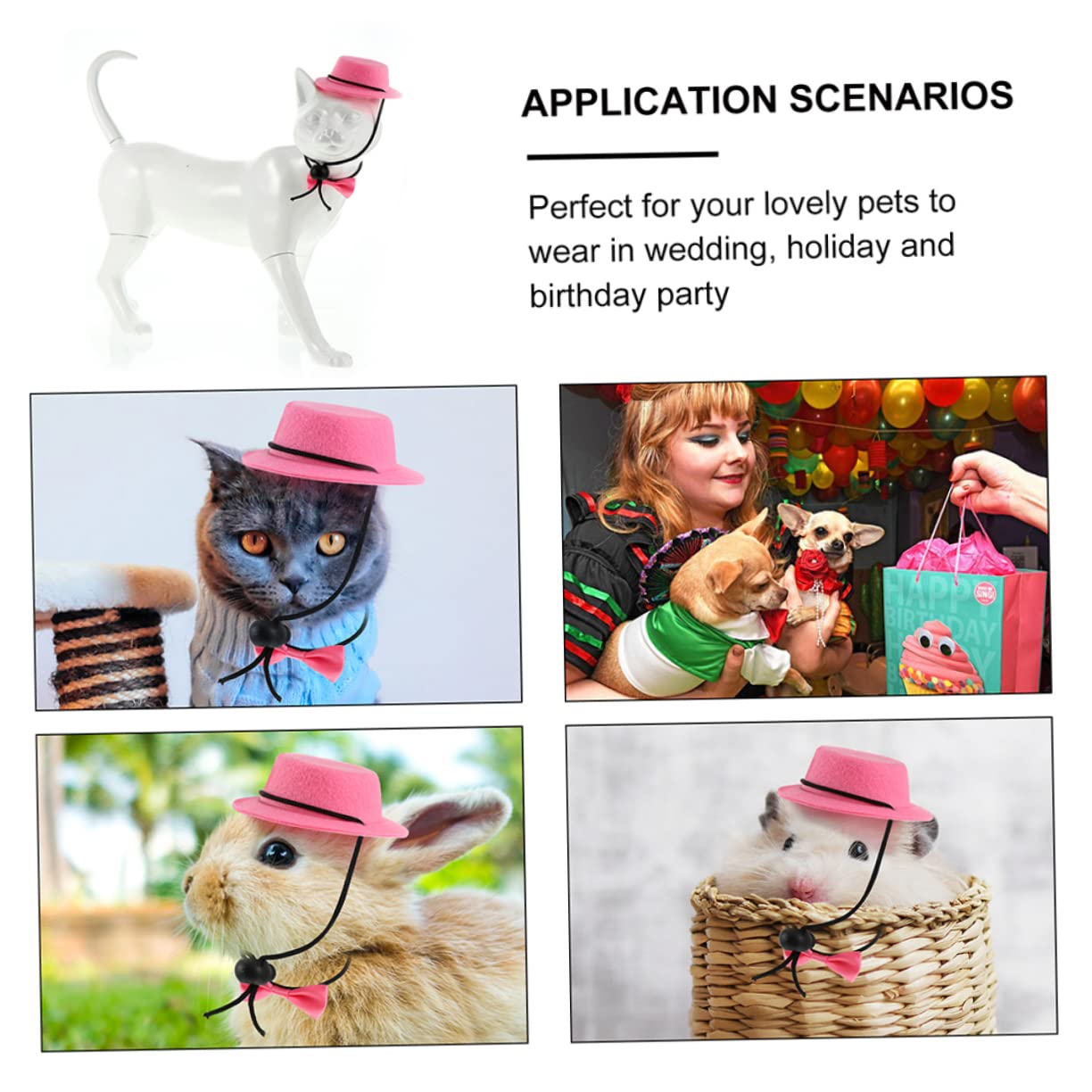 SUPVOX 4 Set Set Di Cappelli Per Animali Domestici Accessori Per Conigli Accessori Per Rettili Cappello Rettile Cane Collare Da Cucciolo Tè Da Coniglio Mini Decorare Stoffa