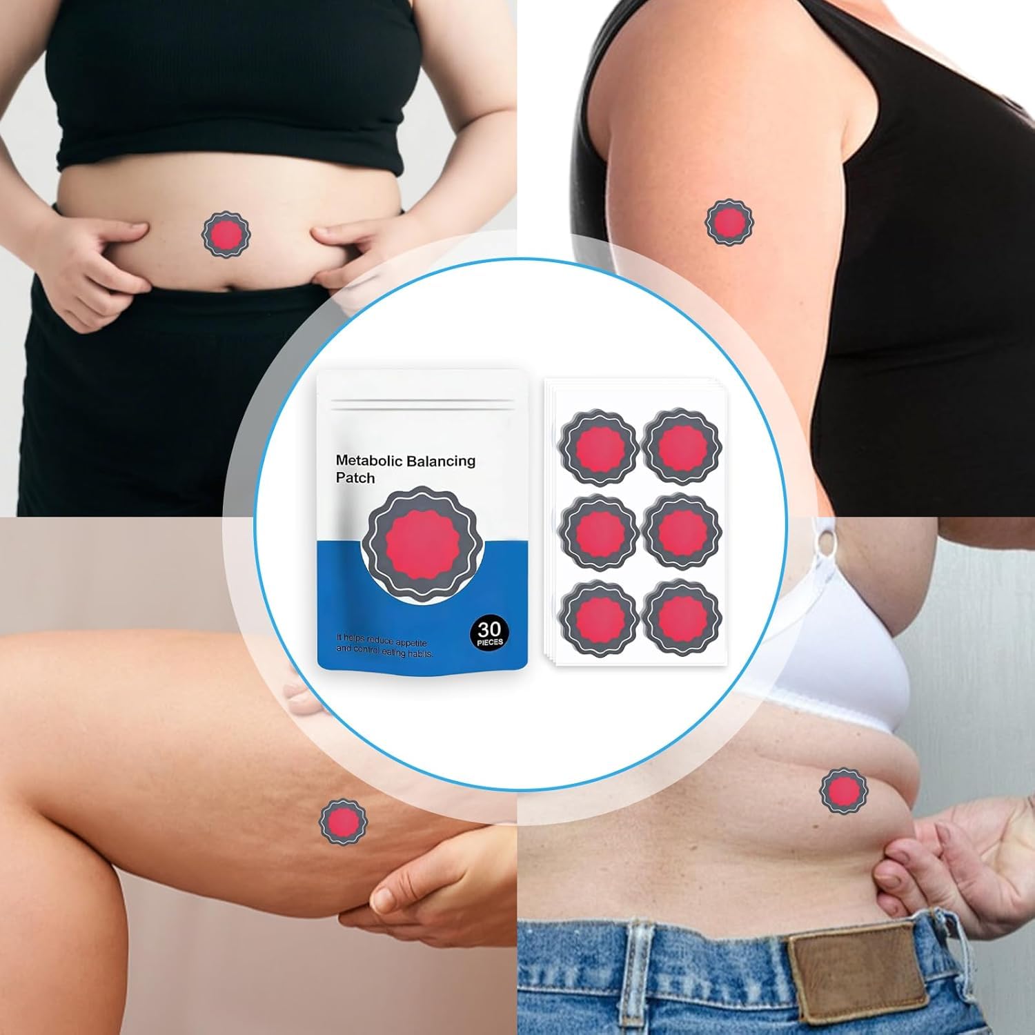 90 Stück Abnehmpflaster,Metabalancepatch,Kosmetisches Körperpflege Patch, Hautfreundliches Pflegepflaster komfortabel zur äußeren Anwendung Vorteilspack mit 60 Pflastern für Alle Körpertypen - 4