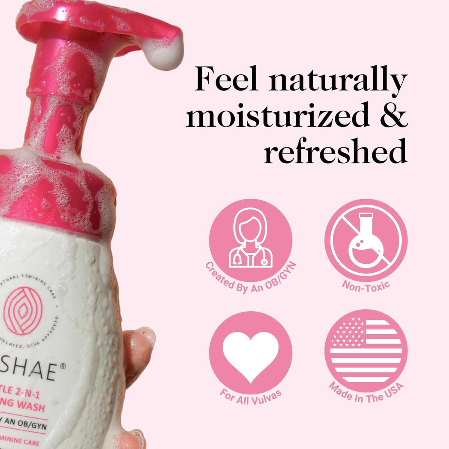 Kushae Feminine Hygiene Care Bundle - 2-in-1 Gentle Foaming Wash to Balance pH & Maintain Freshness - Feminine Deodorant Stick for Odor Protection - OB/GYN Made, All-Natural, Made in USA