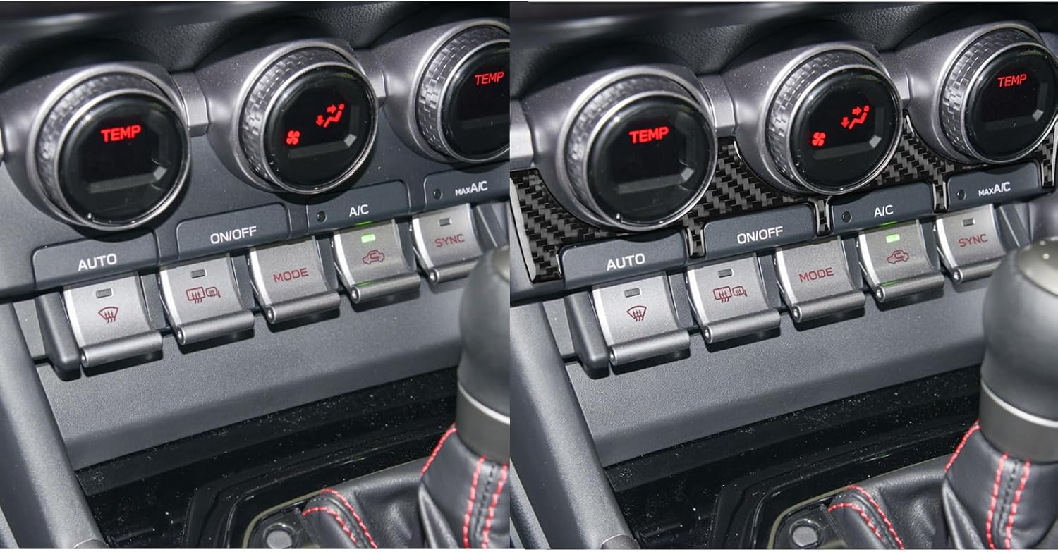 Center Console Car AC Switch Button Cover Carbon Fiber Sticker Decal Compatible with Toyota GR86/ Subaru BRZ 2021 2022 2023 2024 Interior Accessories Black.