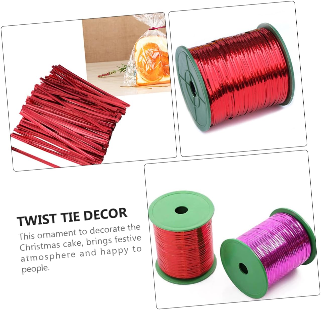 Craftsmanship Christmas Tie Wire Curling Ribbons Ideal for Cake Decor and Xmas Party