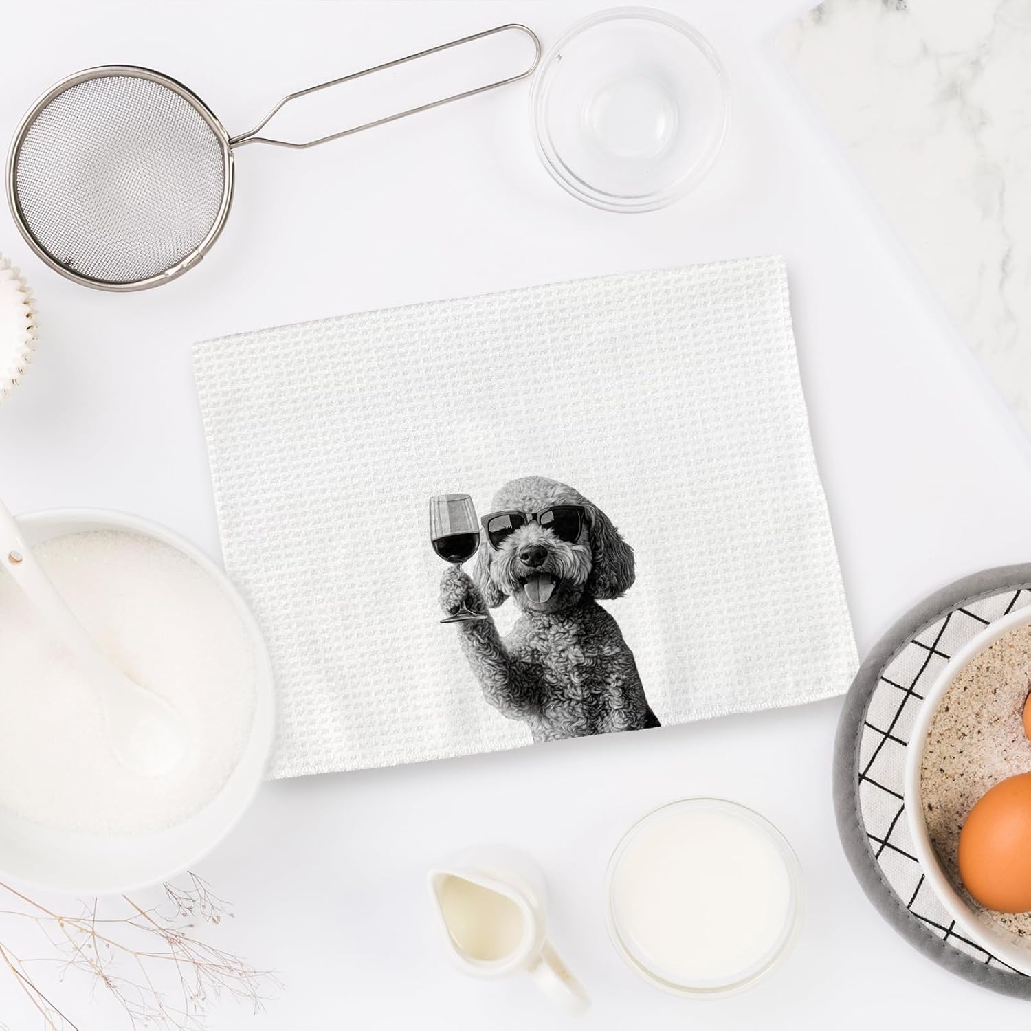 Goldendoodle Gifts Wine Kitchen Towels, Gifts for Golden Doodle Dog Wine Lovers Decorative Hand Dish Towel for Kitchen Home Bar, Funny Golden Doodle WineLover Home Bars Kitchen Decor(16x24inch) - Image 6