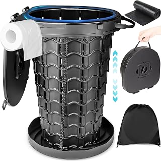 2025 Upgraded XXL 18.7"H Portable Toilet for Adults with Carring Handle for Camping, Adjustable Outdoor Toilet, Folding Collapsible Travel Potty with Storage Bag for Hiking, Tent, Boat, Beach
