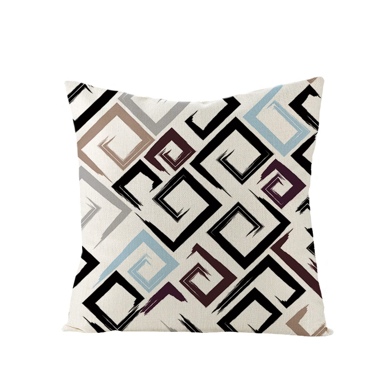 Sofa Fundas Cojines 60x60 Pack de 4 Cuadrado,Funda de Almohada Lino con Cremallera Invisible,Funda de Cojín Decoración para Hogar Sala Cama Jardín Silla Coche-geometría