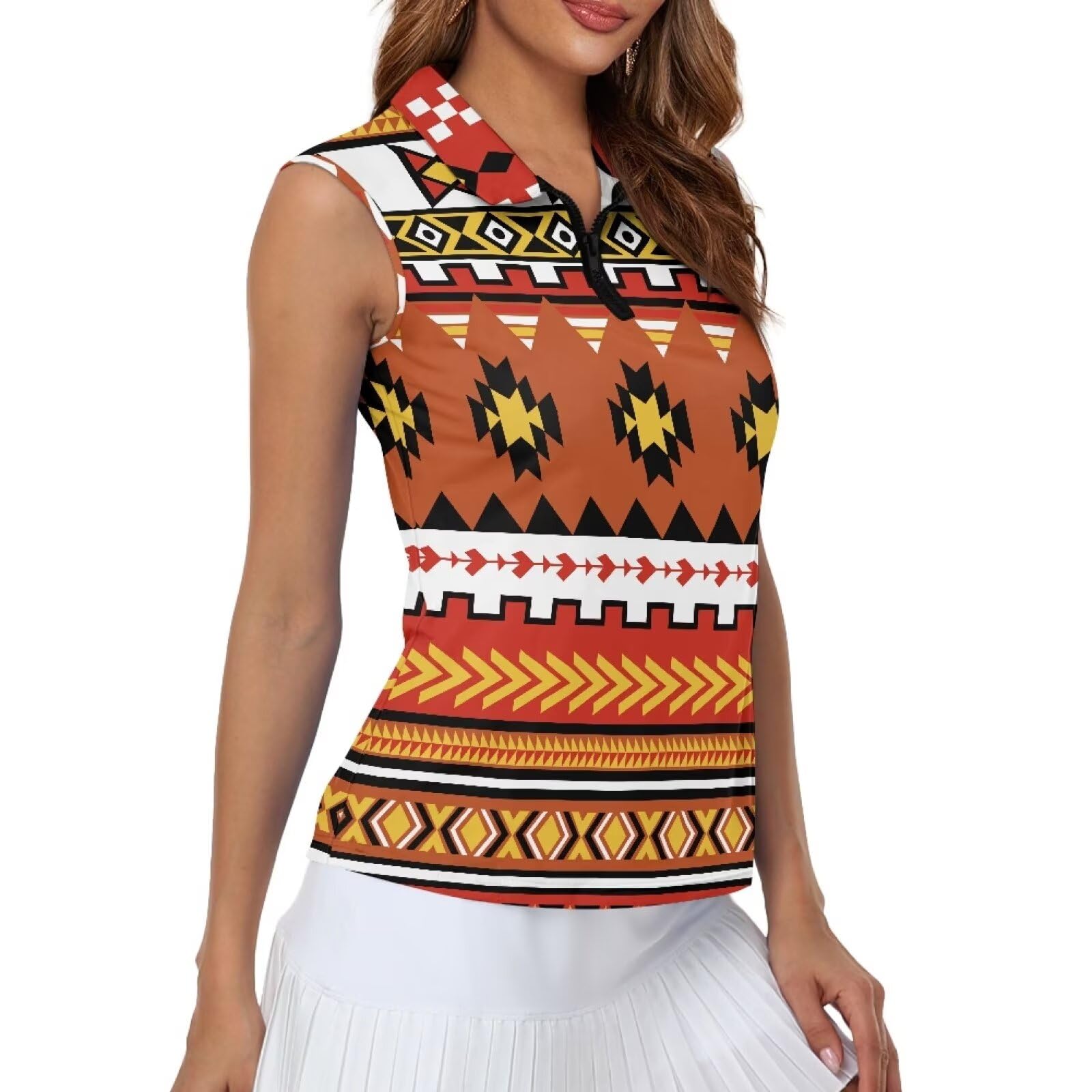 PCSJRKG Sleeveless Golf Polo Shirts for Women, Athletic Tank Tops Polo Shirts Zip Polo Tennis Shirts for Summer