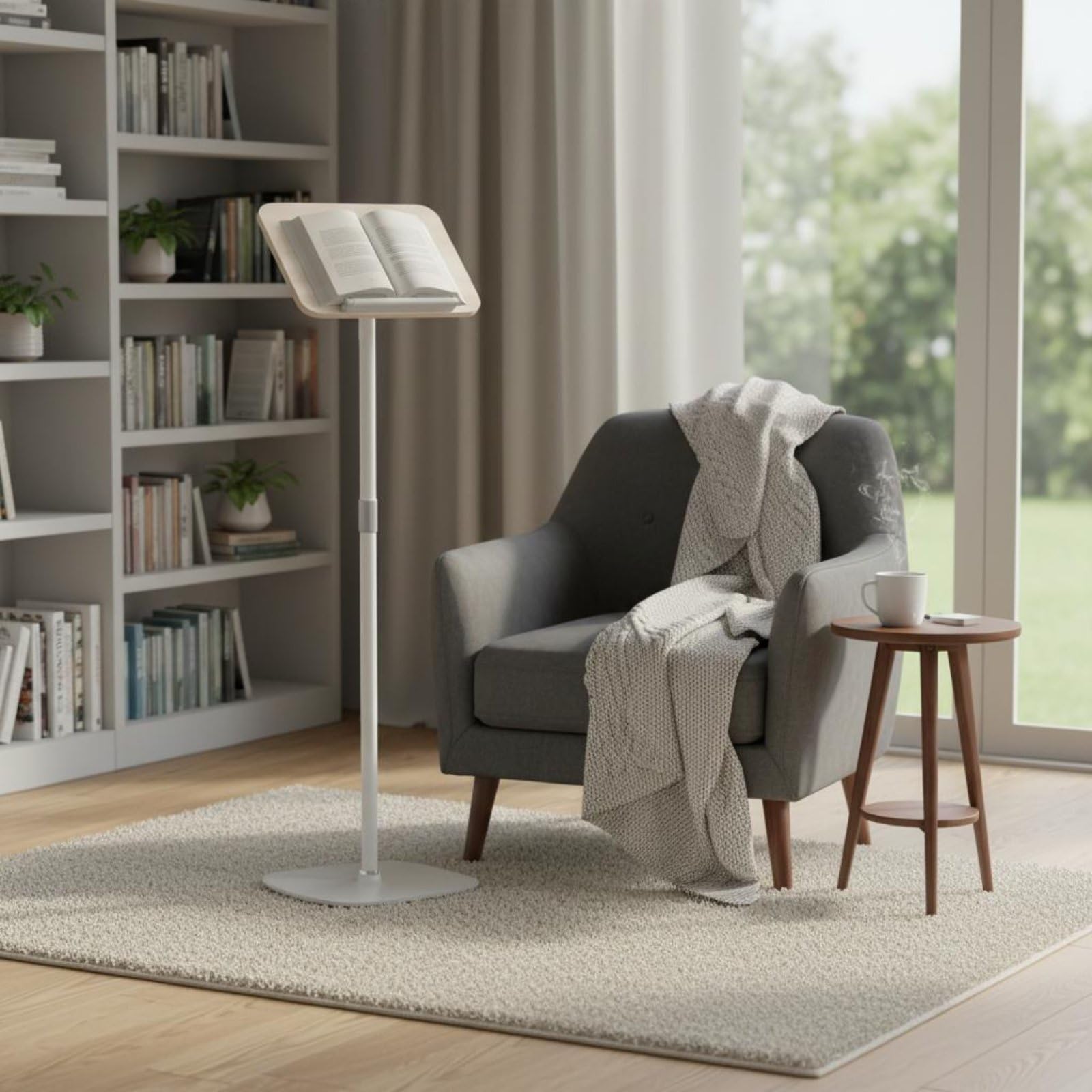 Gralara Atril Regulable de Pie Multifuncional Soporte de Lectura Altura Ajustable Base Estable para Oficina, Soporte De Suelo Alto, Ajustable De 45-130cm