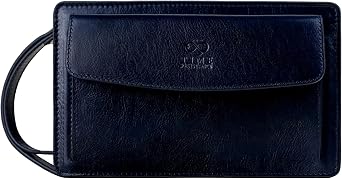 Time Resistance Leather Clutch for Men Organizer Wrist Bag Briefcase Handmade in Italy Gift Box Included