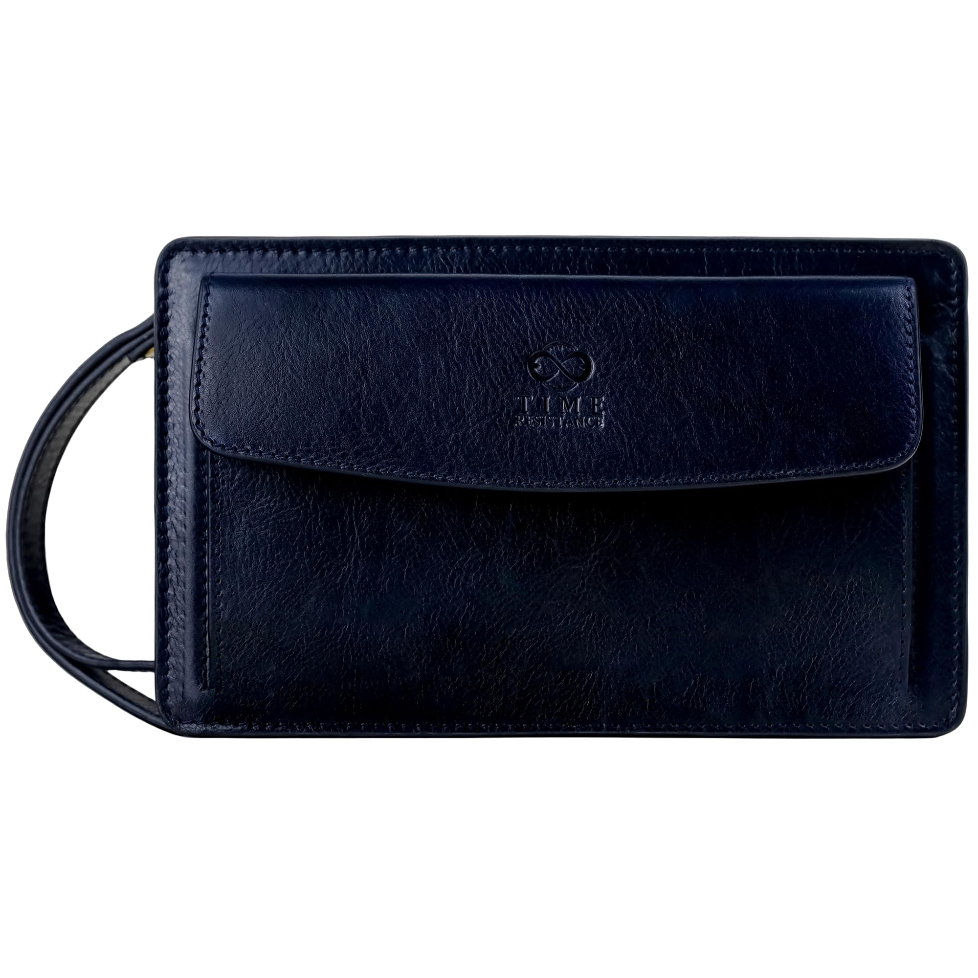 Time ResistanceLeather Clutch for Men Organizer Wrist Bag Briefcase Handmade in Italy Gift Box Included