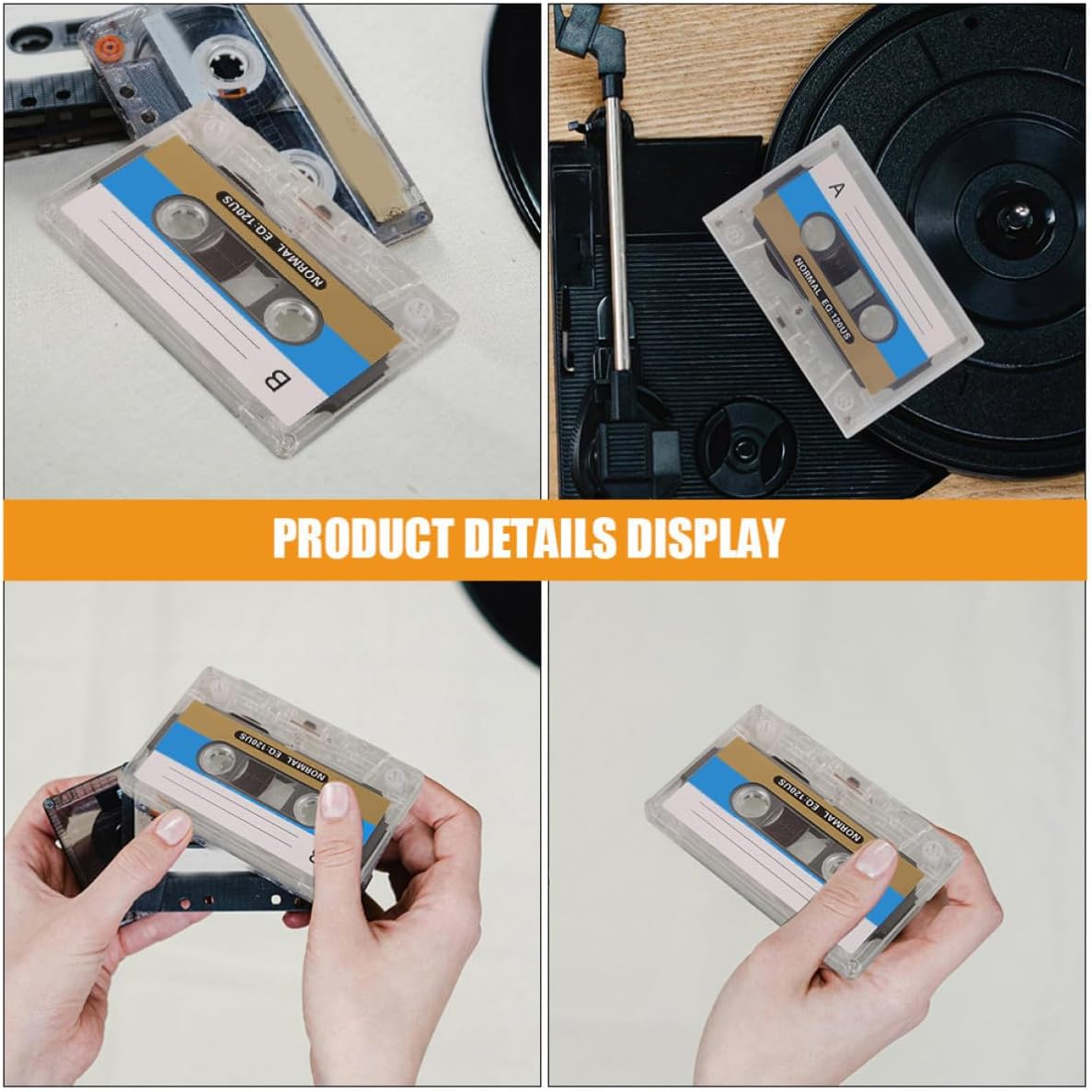 6pcs Minute Blank Micro Cassette Tape Player with Plastic Cassette Tape Cases, DIY Recording for Weddings and Creating Greetings, Versatile Use with Retro Style and Minimalist