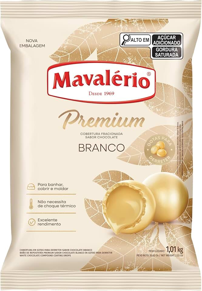 Chocolate Cobertura Gotas Premium Branca 1,01kg Mavalério