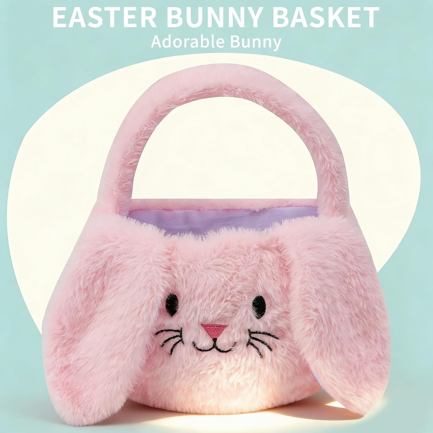 BRYXTAL Easter Bunny Baskets for Kids,With foldable ears,Cute Plush Egg Hunting Bag Bucket,Easter Gifts for Boys and Girls