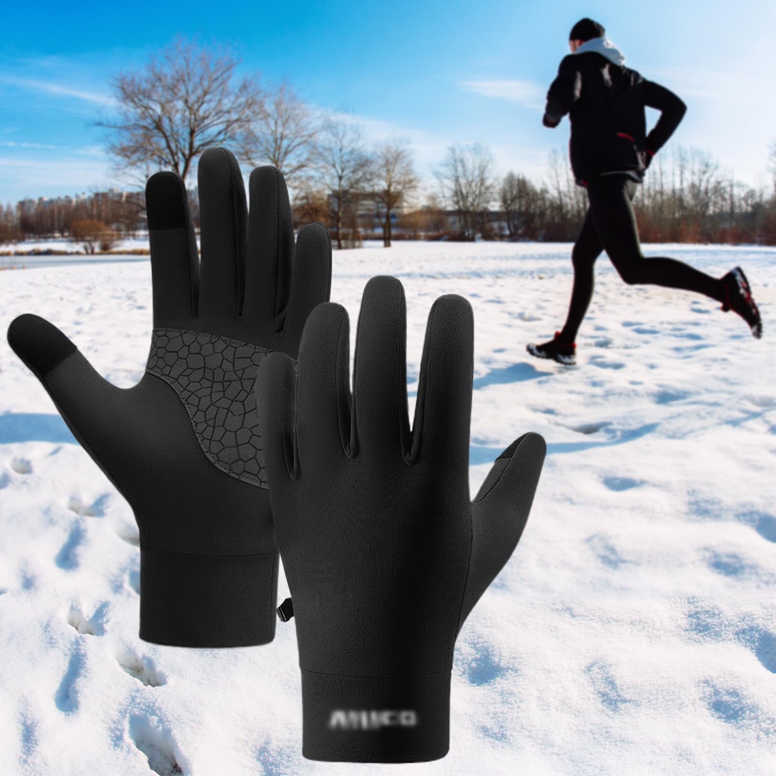 Running Gloves for Men and Women Winter Touch Screen Gloves Lightweight Thermal Liner Gloves with Anti Slip Silicone Palm for Cycling Driving