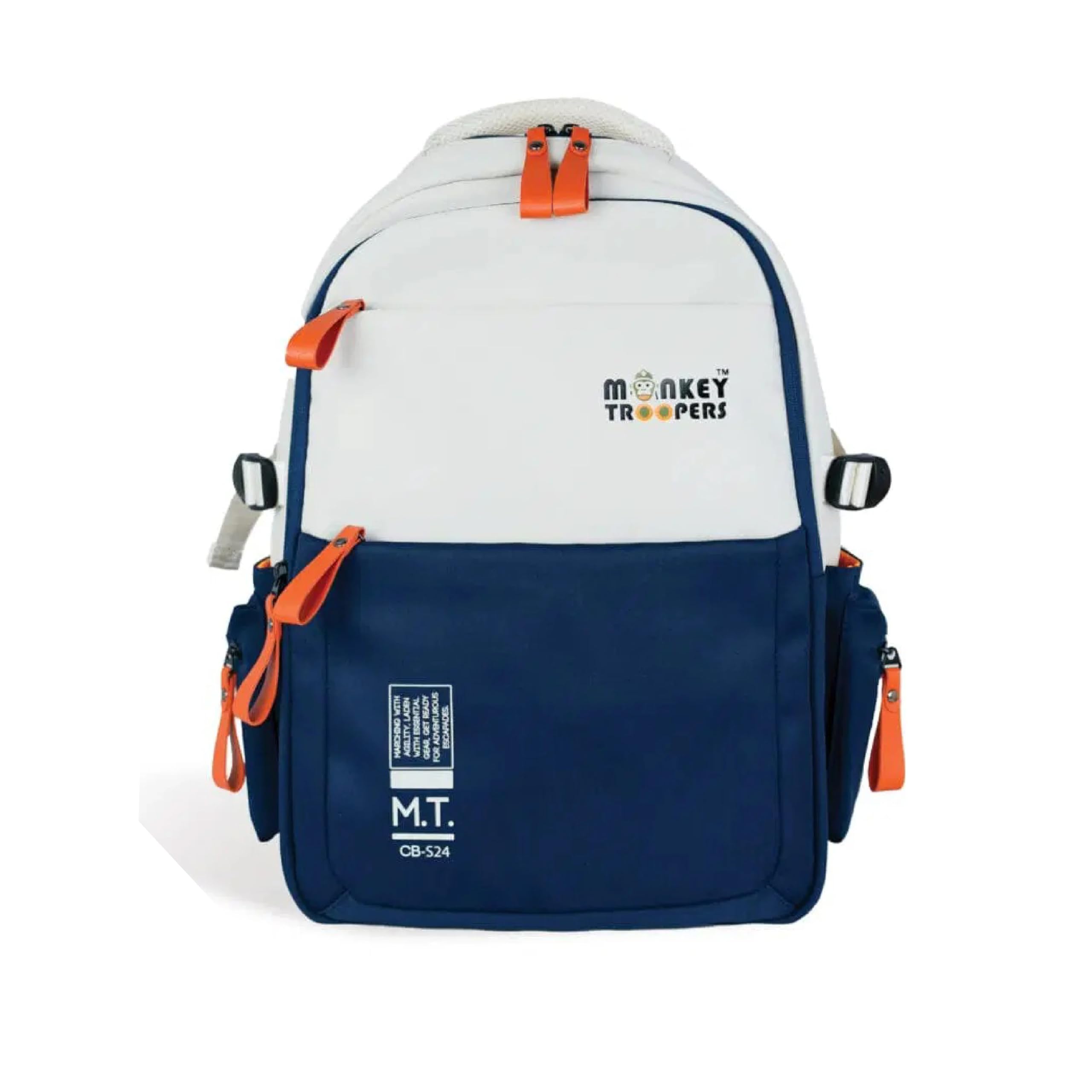 MONKEY TROOPERS Bouje Backpack - Water-Resistant, 15.6-inch Laptop Compartment, Quick Access & Zippered Pockets, 27L Capacity