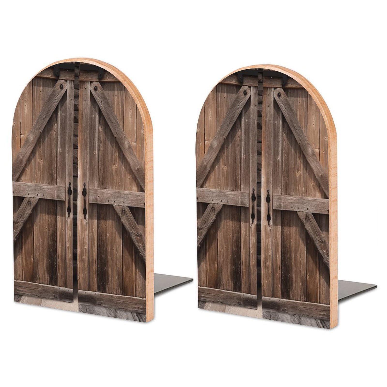 Serre-livres réglables en hêtre massif et fer au design vintage de porte de grange