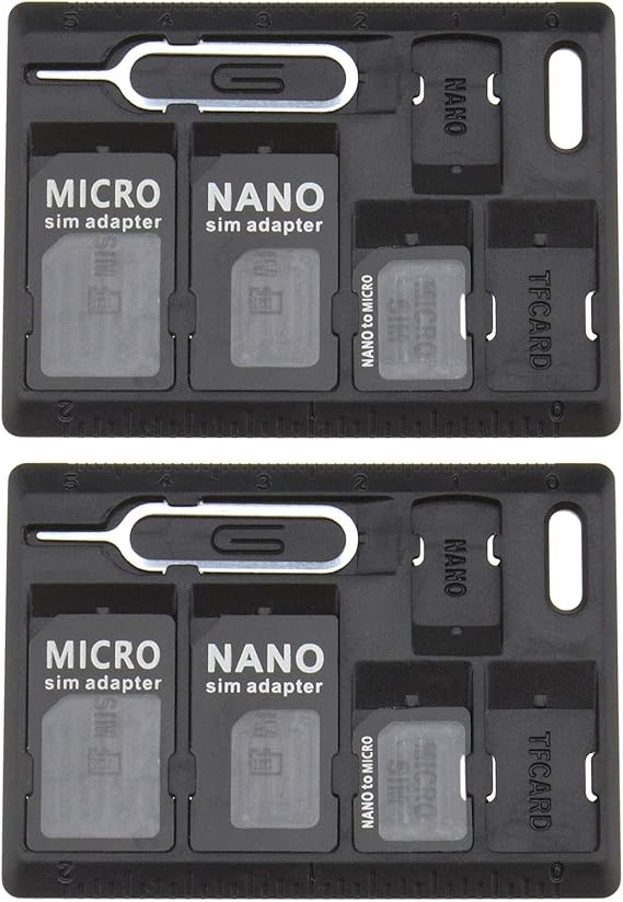 EMSea 2X SIM Card Adapter Storage Holder Kits, Black Standard Micro ...
