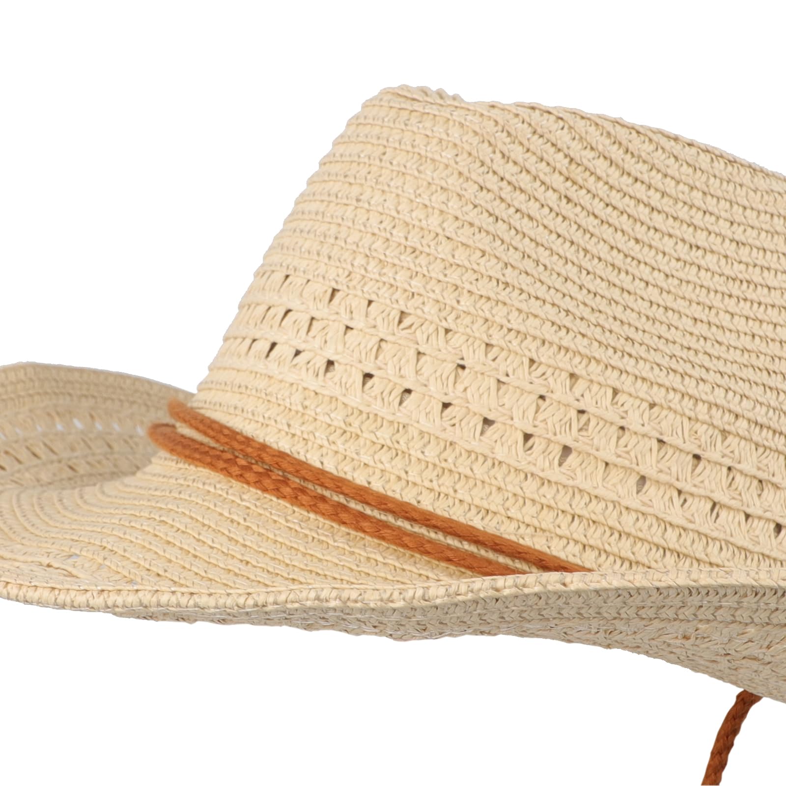 FakeFace Chapeau de Paille Homme Femme Chapeau Cowboy Western Unisexe Capeline de Paille Pliable Casquette avec Large Bord Anti-UV pour Adulte en Plein Air