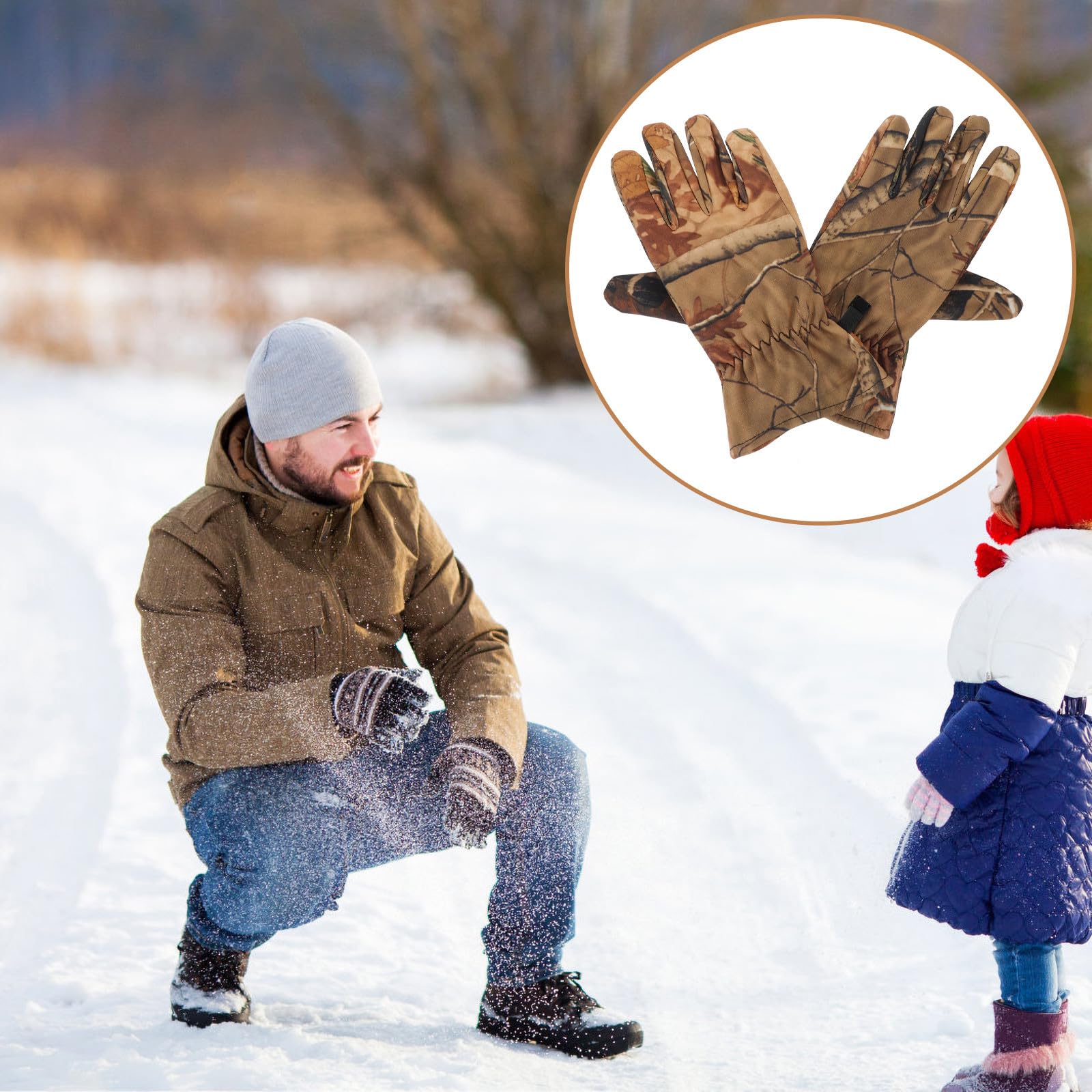 Cabilock Guantes Antideslizantes de Camuflaje Dedos Completos y Forro Polar, Impermeables para Ciclismo, Esquí y Caza en Otoño, Invierno y Primavera