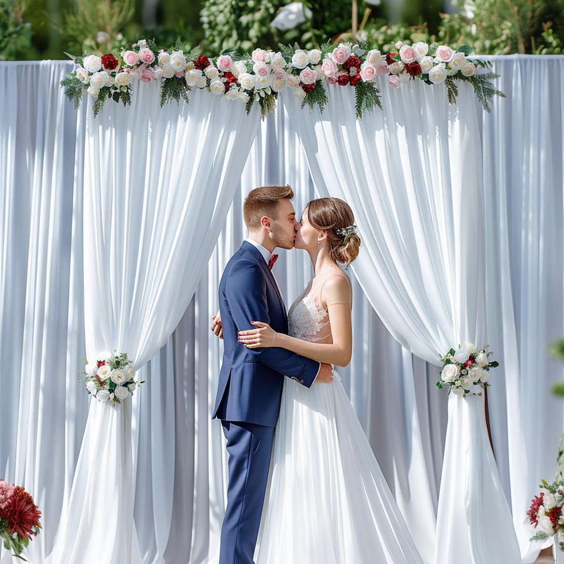 20ft x 12ft Wrinkle Free White Backdrop Curtain for Parties Soft Fabric Drapes Wedding Curtain Backdrop for Birthday Party Decorations Background for Photography