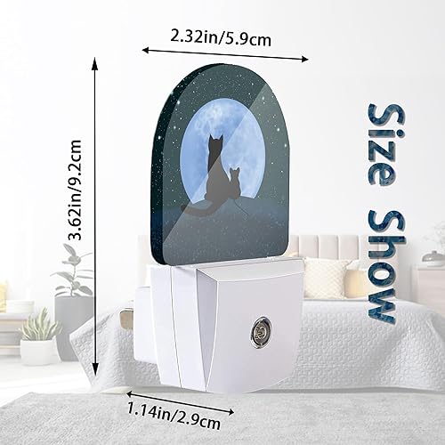 Miniatura 3 de Luces nocturnas de cielo estrellado con luna y gato enchufables a la pared para habitación de niñas y niños, lámpara LED de luz nocturna con sensor