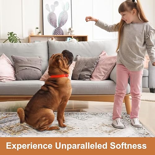 Miniatura 4 de COMSLE Alfombra de área de lana sintética de 2 x 3 pies para entrada, estilo bohemio, lavable, pequeña, antideslizante, envejecida, alfombra de