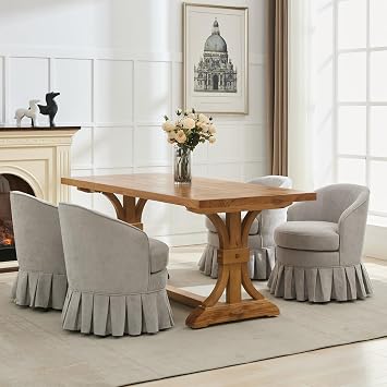 Mid-Century Modern Swivel Barrel Accent Chair, Upholstered Linen Dining Armchair with Sturdy Wood Frame, Cuddle Chair with High Back-300LBS, for Vanity, Dressing Room, Bedroom Decor,Grey