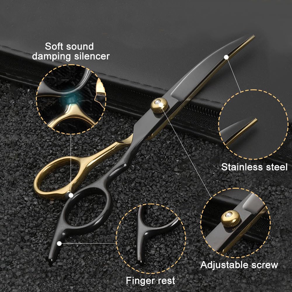 Hundepflege Schere Set, 7-in-1 Tierpflegeschere aus Edelstahl mit Runden Sicherheitsspitzen, Hundeschere Fellschere, Gebogene Katzen Trimmschere für Katzen und Hunde