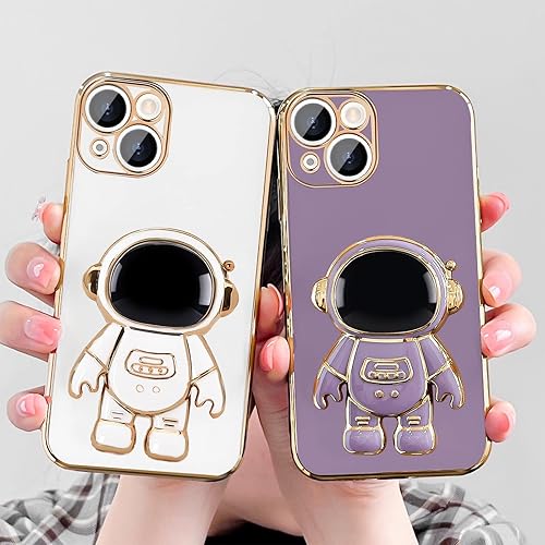 Miniatura 7 de Pepmune Funda para iPhone 15, lindo soporte de astronauta 3D con 2 protectores de pantalla protección de cámara Soporte de silicona suave a prueba