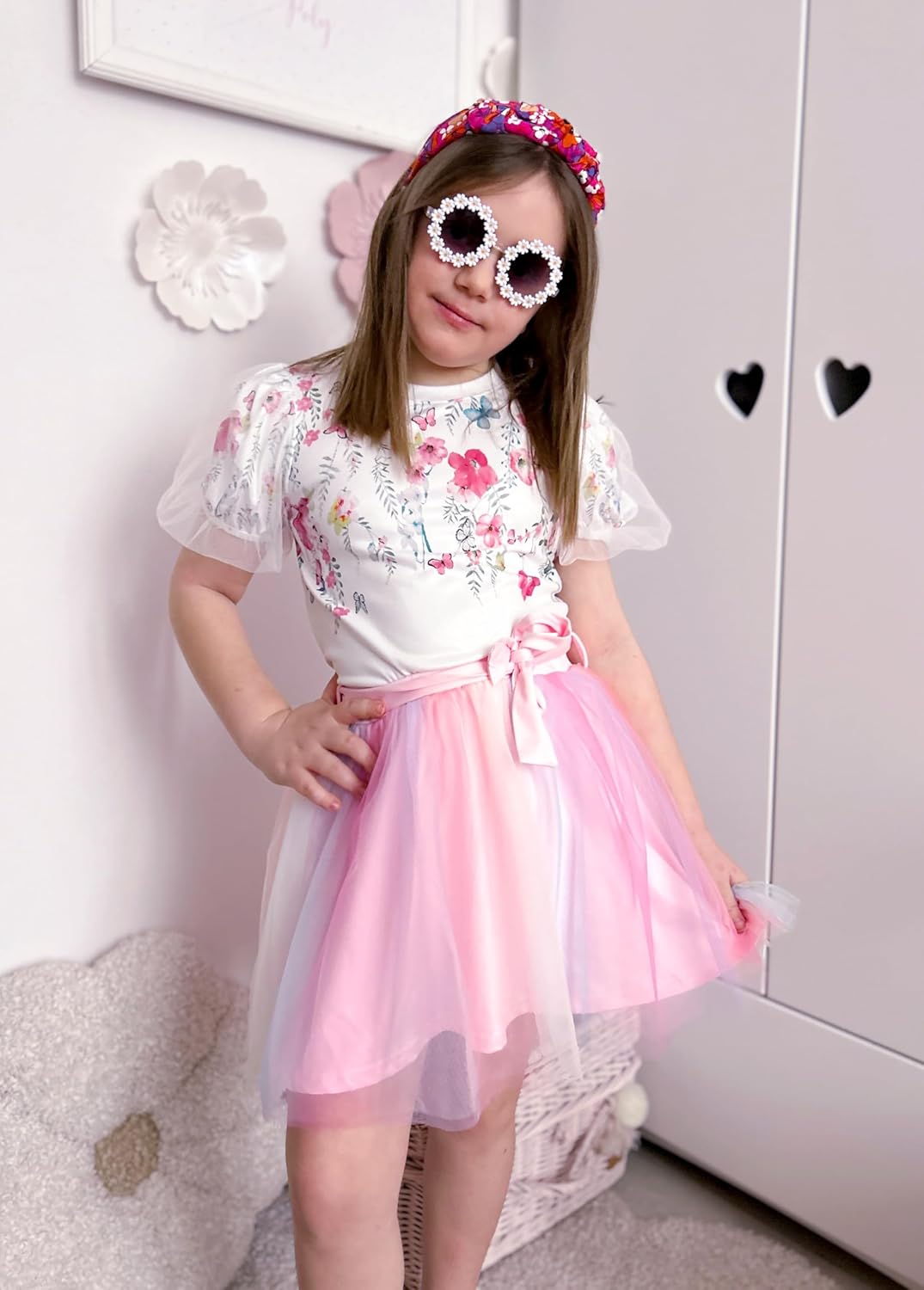 Arshiner Girls Shirts Mesh Puff Short Sleeves Blouse Crewneck Cute Print Summer Kids Tee Tops - Image 6