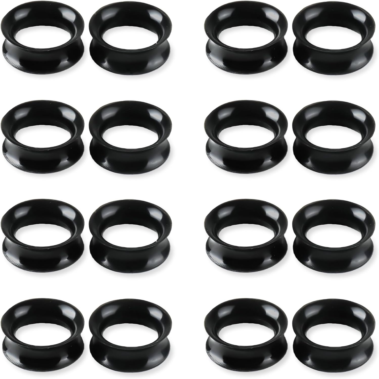 16Pcs Silicone Ear Gauges 8G-25mm Flexible Ear Tunnels Gauges Soft Expander Stretching Ear Plugs Tunnels Black & White & Clear Earring Piercings Jewelry for Men Women
