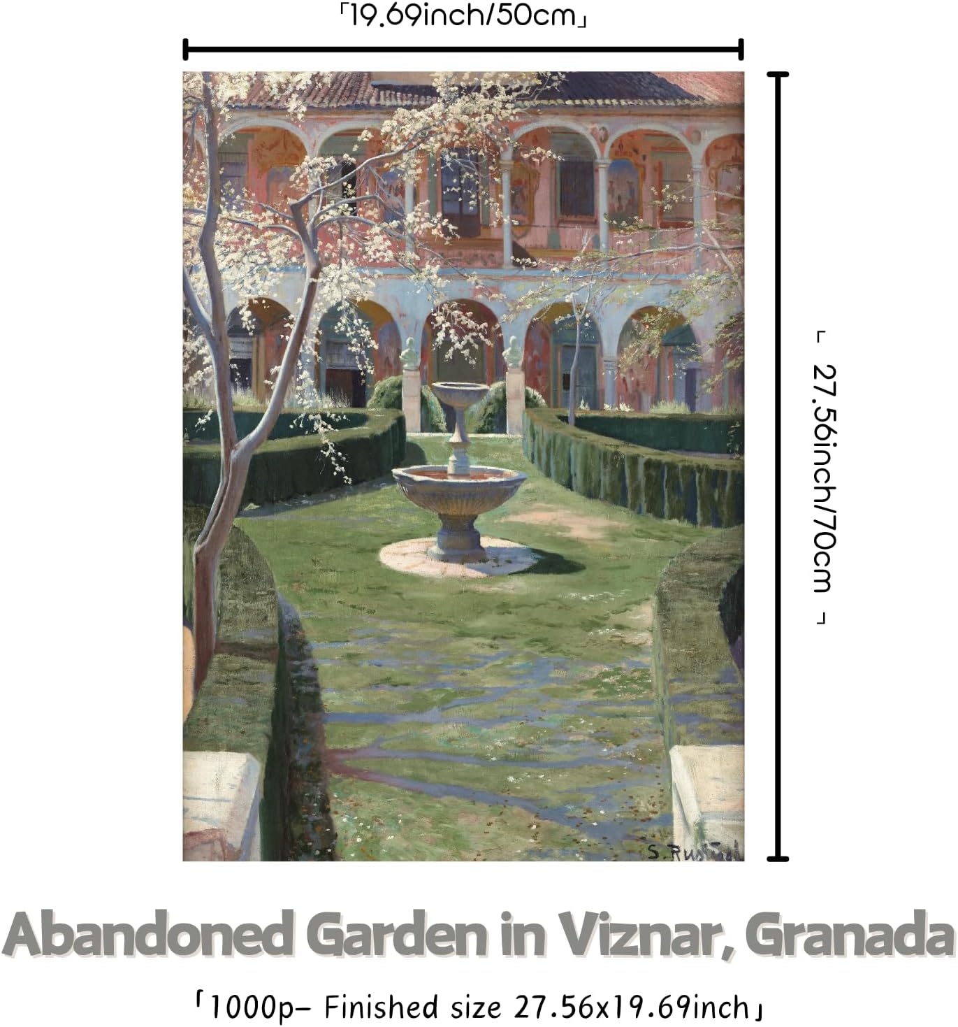 Abandoned Garden Jigsaw Puzzle 1000 Pieces Art Puzzles for Adult Museum Collection Famous Paintings (Abandoned Garden in Viznar, Granada) (Abandoned Garden in Viznar, Granada)