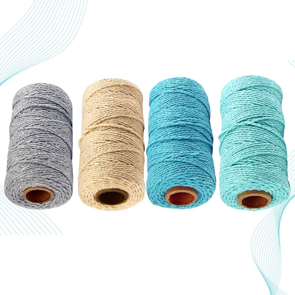 Cuerda de Hilo de Algodón de 4 Rollos Hilo de Algodón Cuerda de para Manualidades Colorido de Cordón para