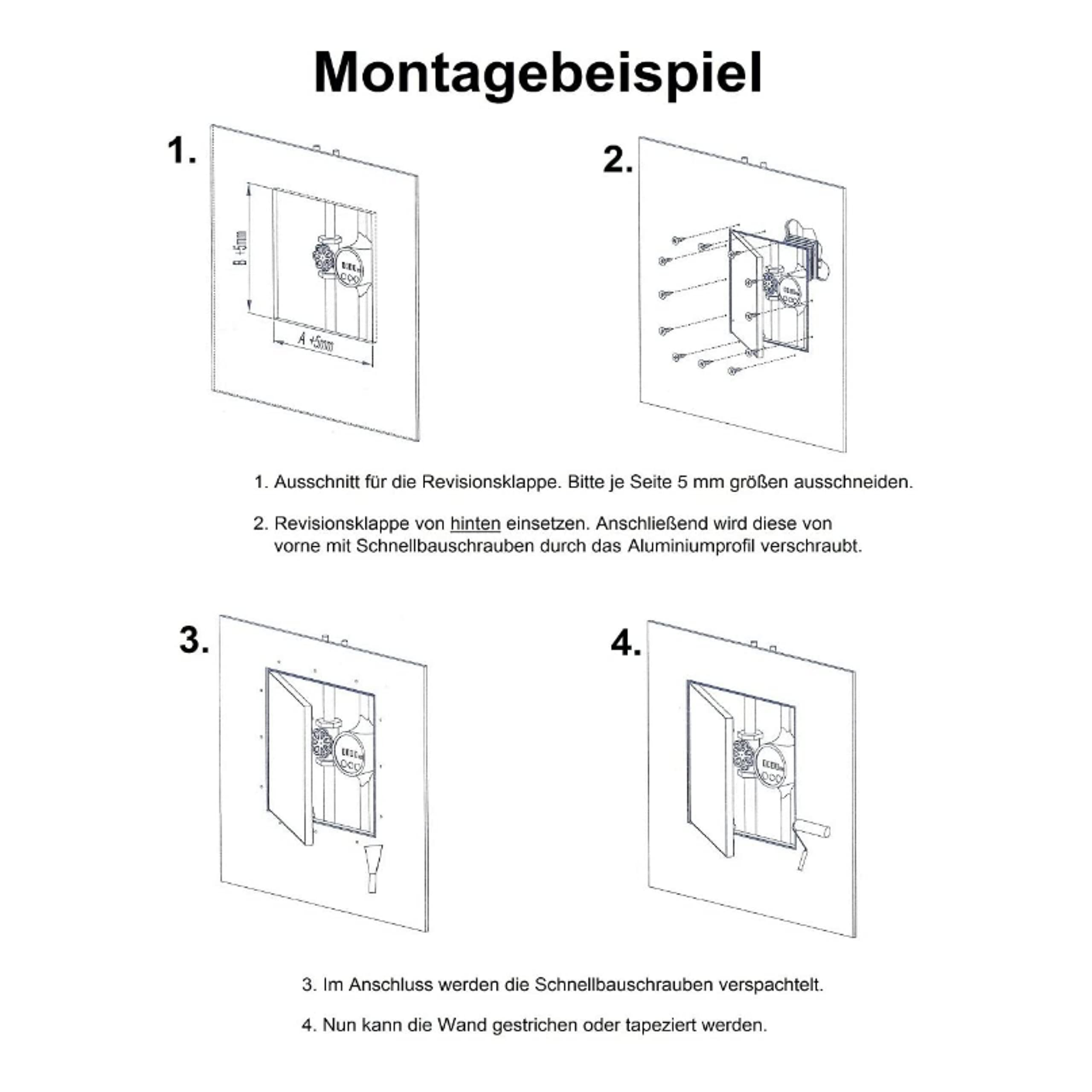 Revisionsklappe 400 x 400 mm Gipskarton Feuchtraum Inspektionsklappe GK-Einlage Aluminium - VONLIS® 40 x 40 cm
