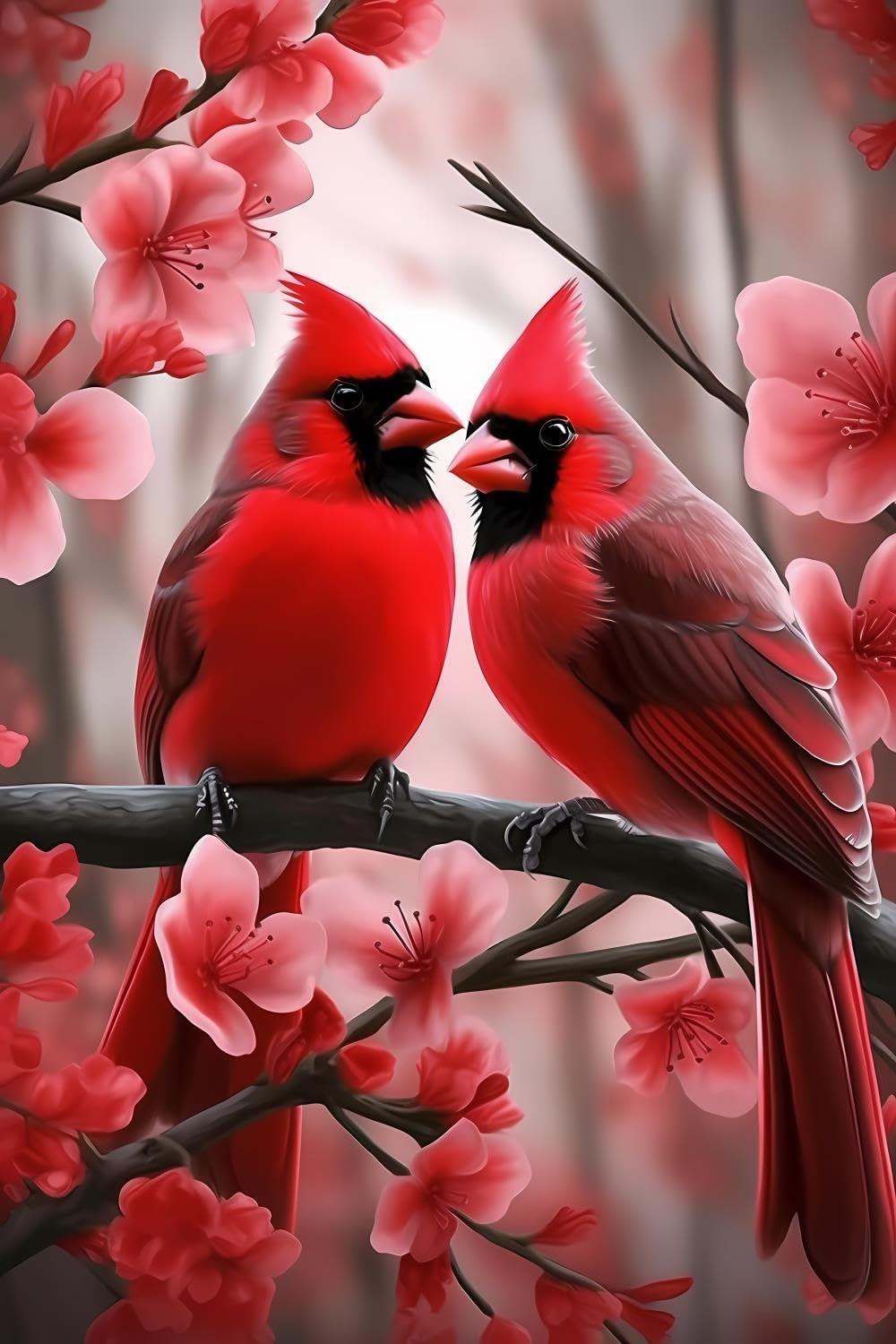 DIY 5D Diamond Painting Kits for Adults Diamond Art North American Cardinals on The Branch Rhinestone Diamond Embroidery Cardinal Craft Kits for Living Room Bedroom Wall Decor Gift 18x24 inch