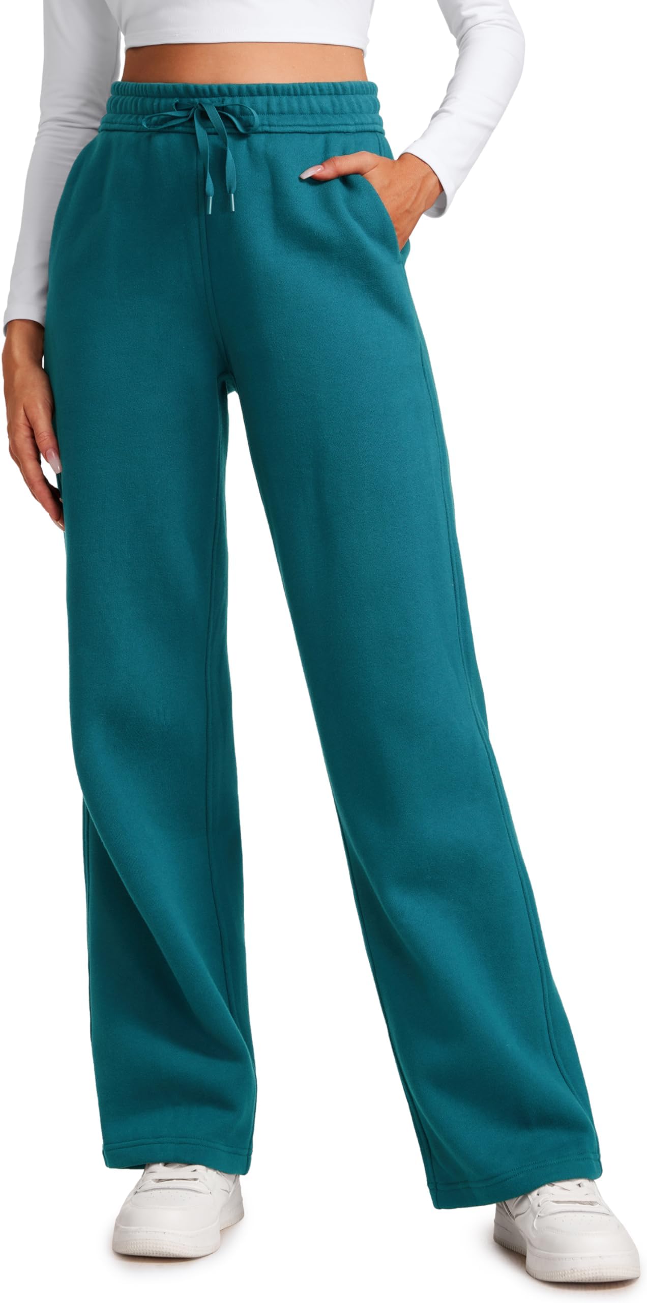 CRZ YOGACotton Fleece Lined Sweatpants Women Straight Leg Casual Lounge Sweat Pants for Women