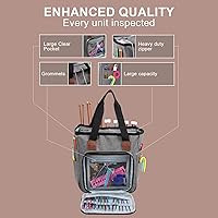 Vista 2 de LOOEN Yarn Knitting Storage Tote-Large Capacity Crochet Organizer Portable Travel Bag With Shoulder Strap Crochet Hooks Case for Unfinished Bulk