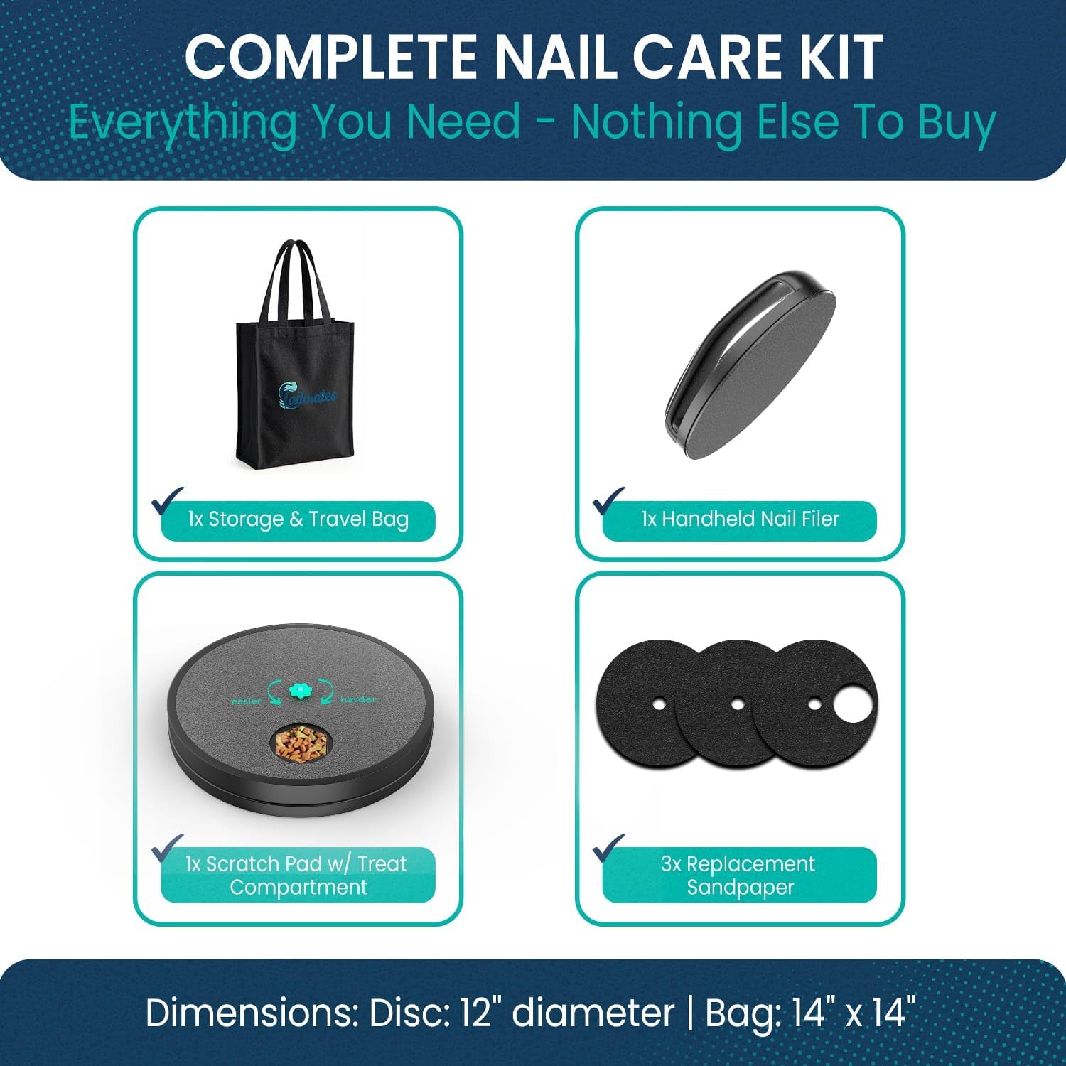 Dog Nail Scratch Board for Puppy/Small/Medium Dog - Dog Scratch Pad for Nails - Handheld Filer + Replacement Pads 12" x 12"