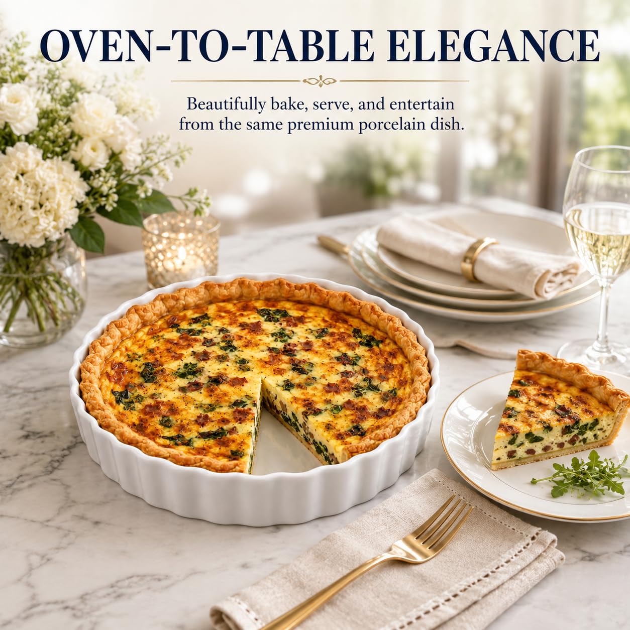 HIC Plat à quiche rond Blanc 10" x 1.5" blanc