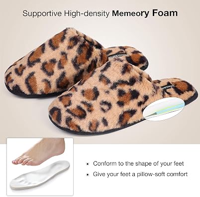 Snug Leaves Womens Slippers of 2 Pairs - Soft Fuzzy Comfy (Size7-8, Brown) - Fluffy Cross Band Open Toe (Size7-8, Brown)