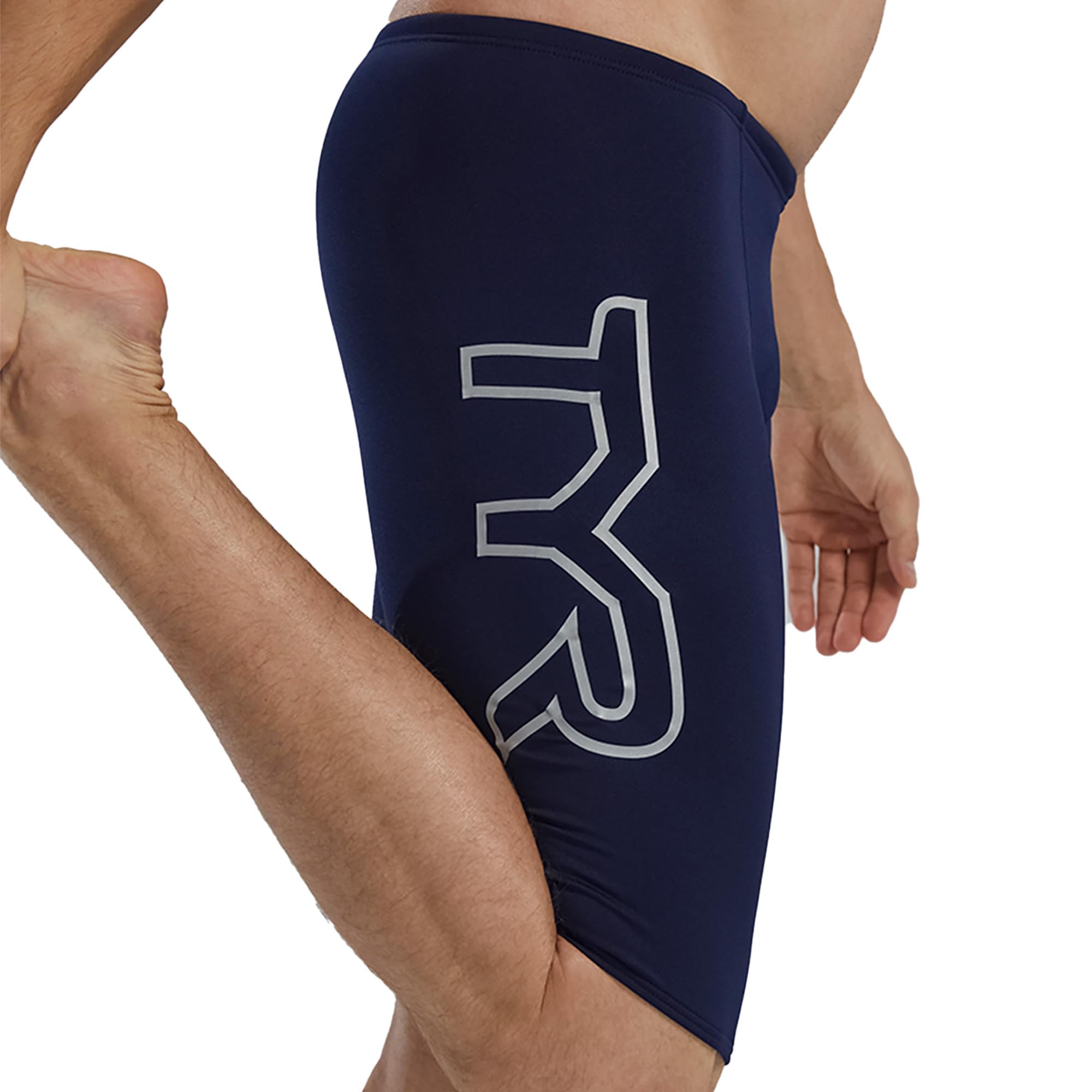 TYR Durafast Elite Solid Jammer Męskie kąpielówki, kolor granatowy/logo, rozmiar 42