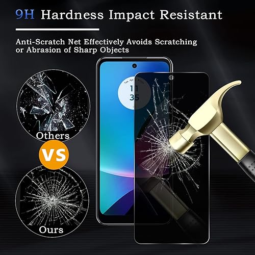 Miniatura 2 de Paquete de 2 protectores de pantalla de privacidad para Moto G Play (2023), película de vidrio templado dureza 9H sin burbujas a prueba de roturas