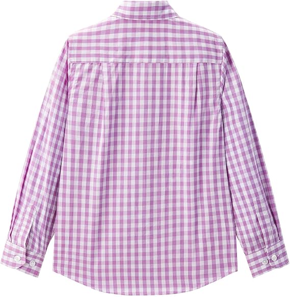 Boys' Dress Shirt Long Sleeve Plaid Button Down Poplin Shirts