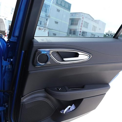 Miniatura 3 de CHEYA Adhesivo de plástico ABS para manija de puerta interior de automóvil para Alfa Romeo Giulia 2017-2020 Accesorios de automóvil (fibra de