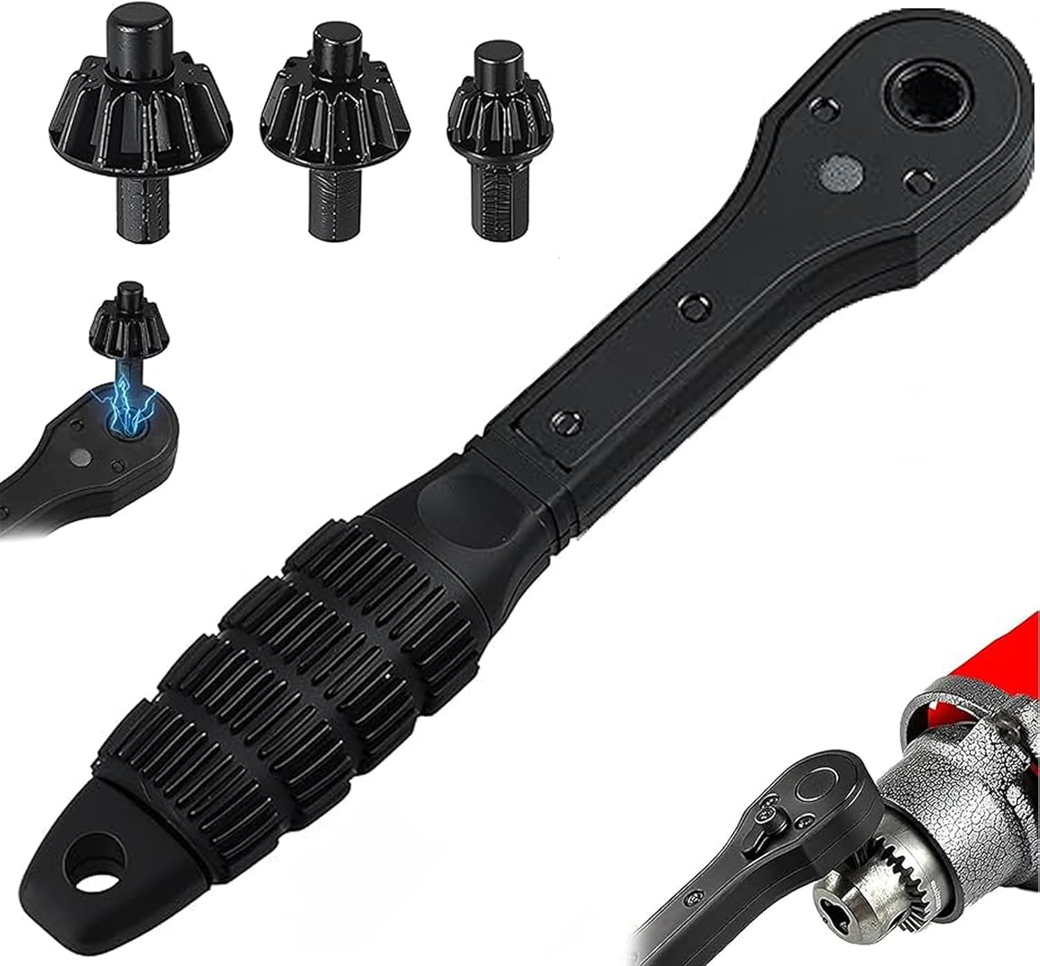 3 Models 2-in-1 Drill Chuck Ratchet Wrench, Drill Press Chuck Key - Universal Replacement Tool for Electric Drills & Power Tools with Extended Arm for Added Torque (All Size)