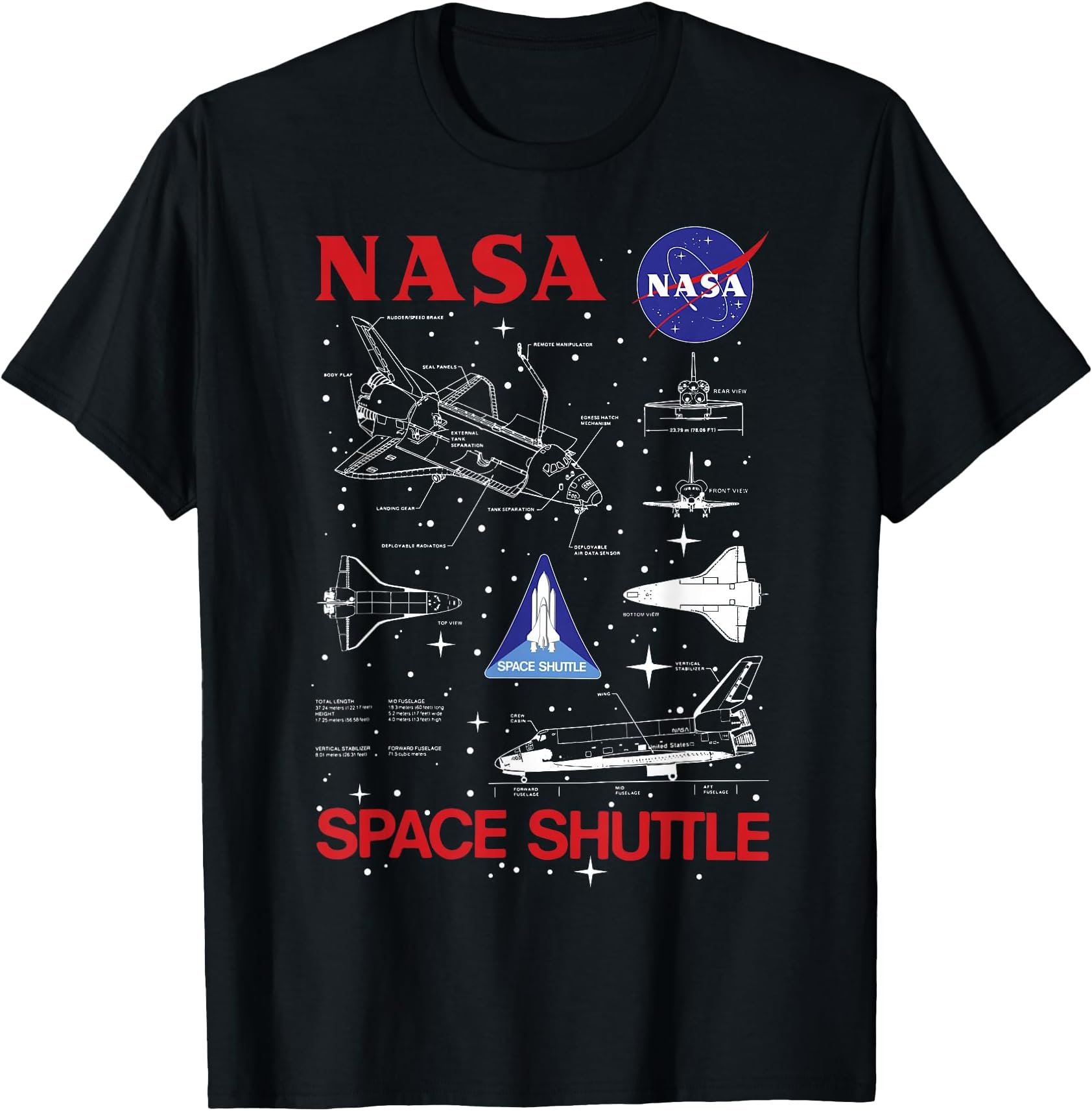 Space Shuttle Schematic Blue Print T-Shirt