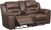Vista 21 de Signature Design by Ashley Stoneland - Sofá reclinable manual de doble cara con tapicería de piel sintética, comodidad para asientos de sala