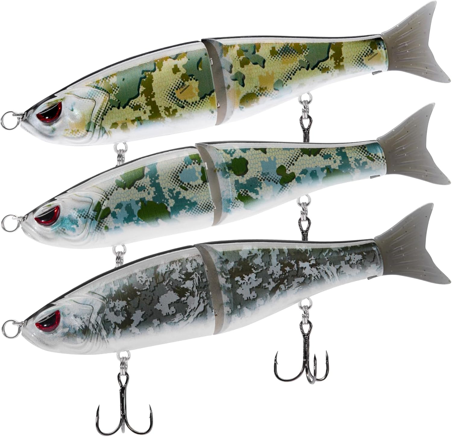 Bassdash SwimShad Glide Baits Jointed Swimbait Bass Pike Salmon Trout Muskie Fishing Lure,3-Pack