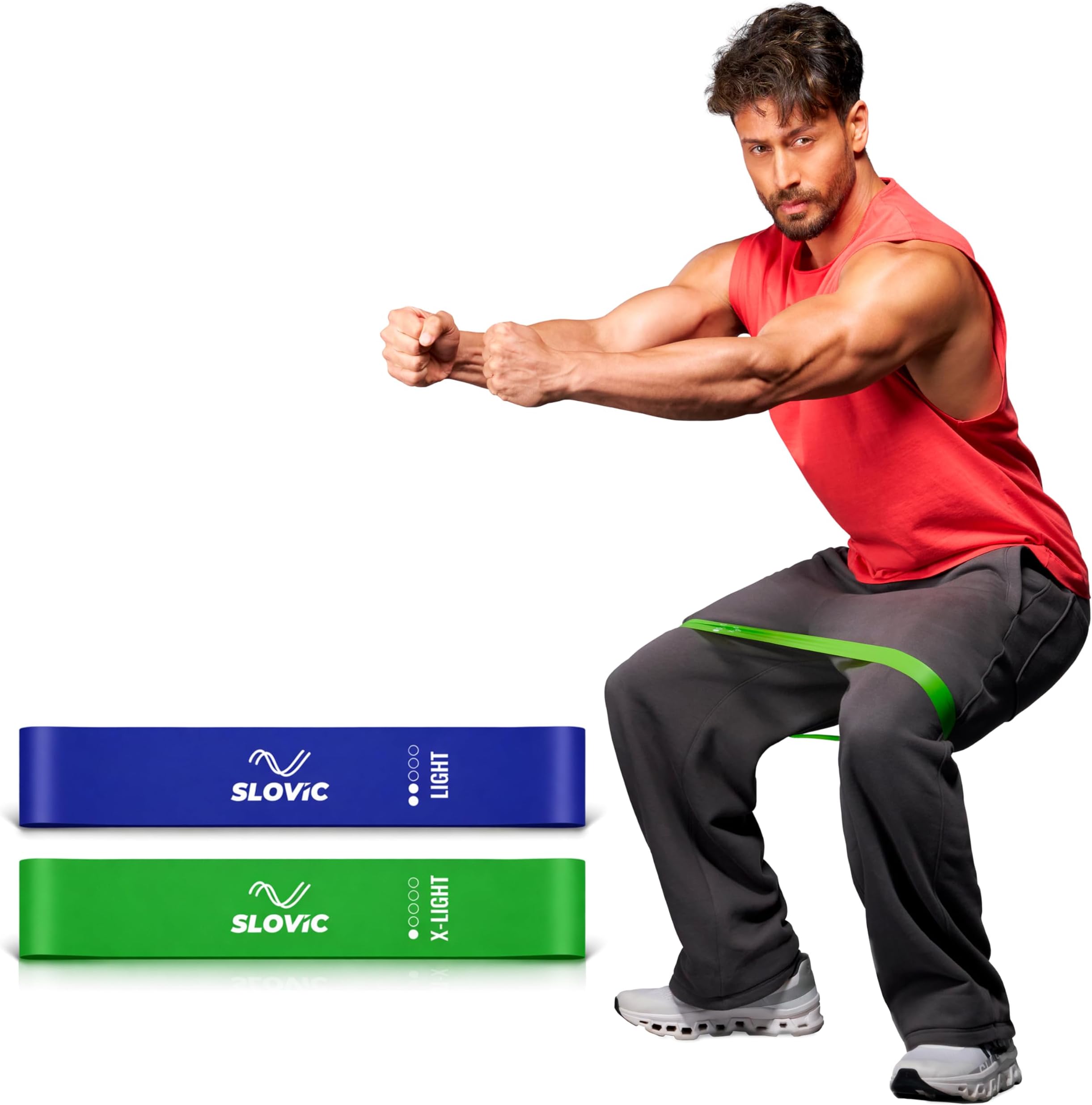 SLOVIC Resistance Bands Mini Loop | Loop Hip Band for Women & Men for Hip, Glutes, Legs and Squats Exercises | Thera Band for Fitness | Gym Equipment for Home Workout | Resistance Band Set of 2