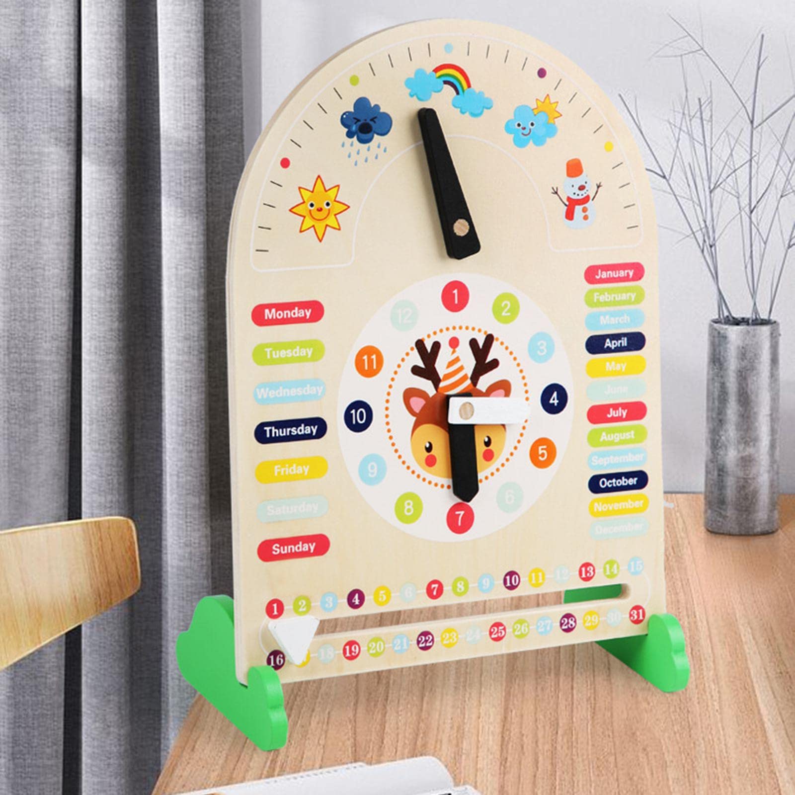 Juego de 2 relojes de educación preescolar, temporada meteorológica, reloj de aprendizaje para niñas y niños pequeños tipo 2