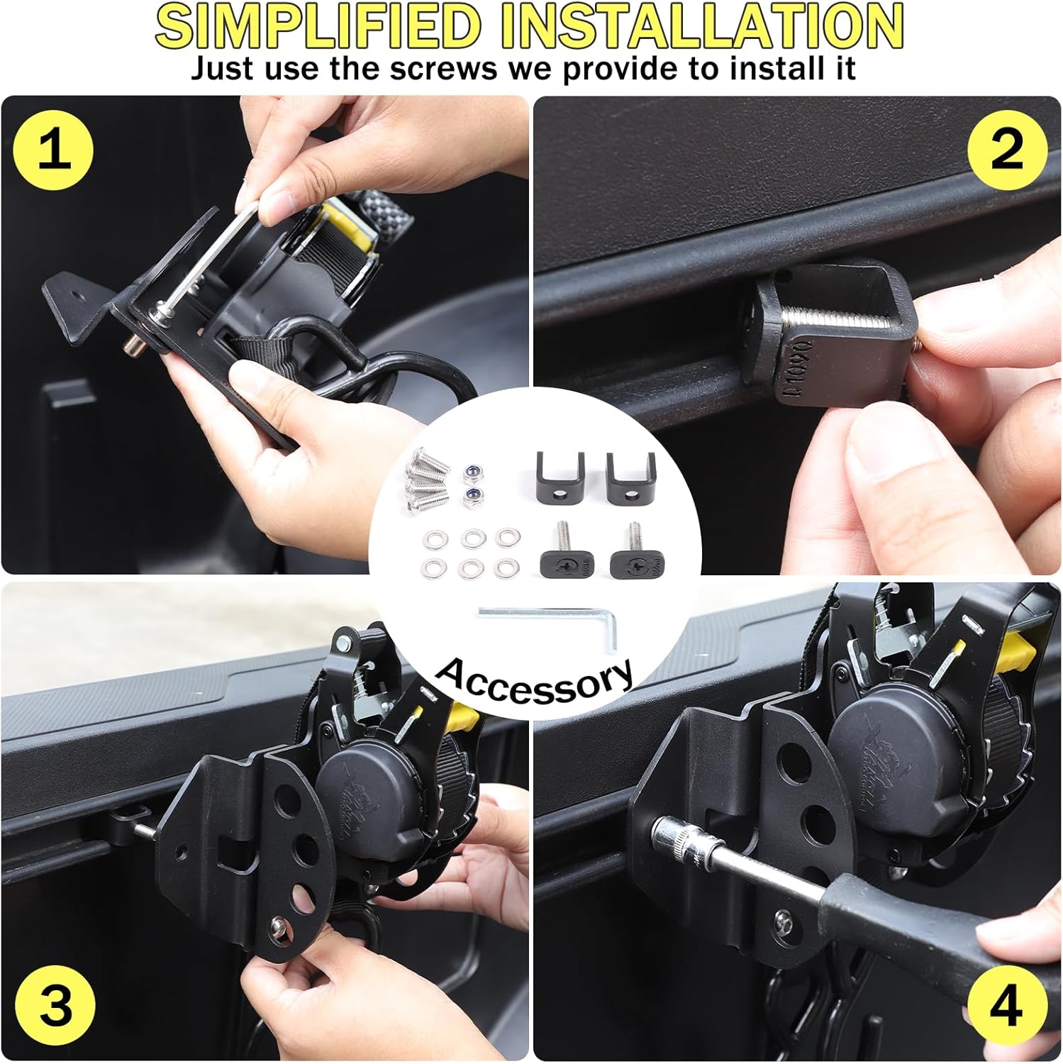 Truck Bed Ratchet Securing Straps Compatible with Toyota Tacoma 2016–2026/Tundra 2022-2026 Car Retractable Ratchet Tie Down Strap Heavy Duty Truck Bed Anchors (for Tundra 2022–2026, 1 PCS)