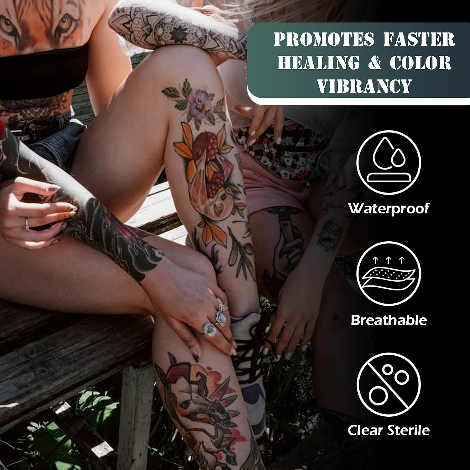 4 Rolls Tattoo Aftercare Bandage Roll, 2", 4", 6", 8" x 1.1 Yard Second Skin Transparent Film, Latex Free Waterproof Tattoo Cover Up Patch Tape, for Swimming, Shower, Healing Protective